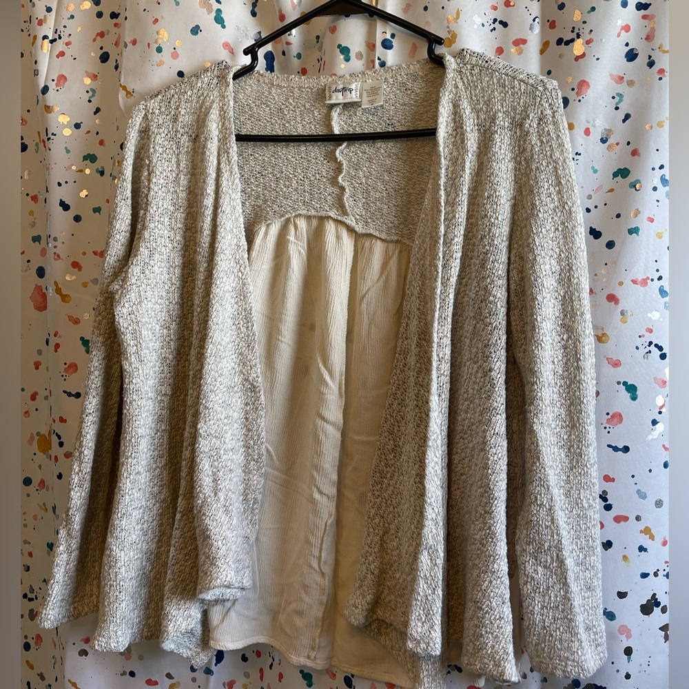 Daytrip grey and tan cardigan, size M